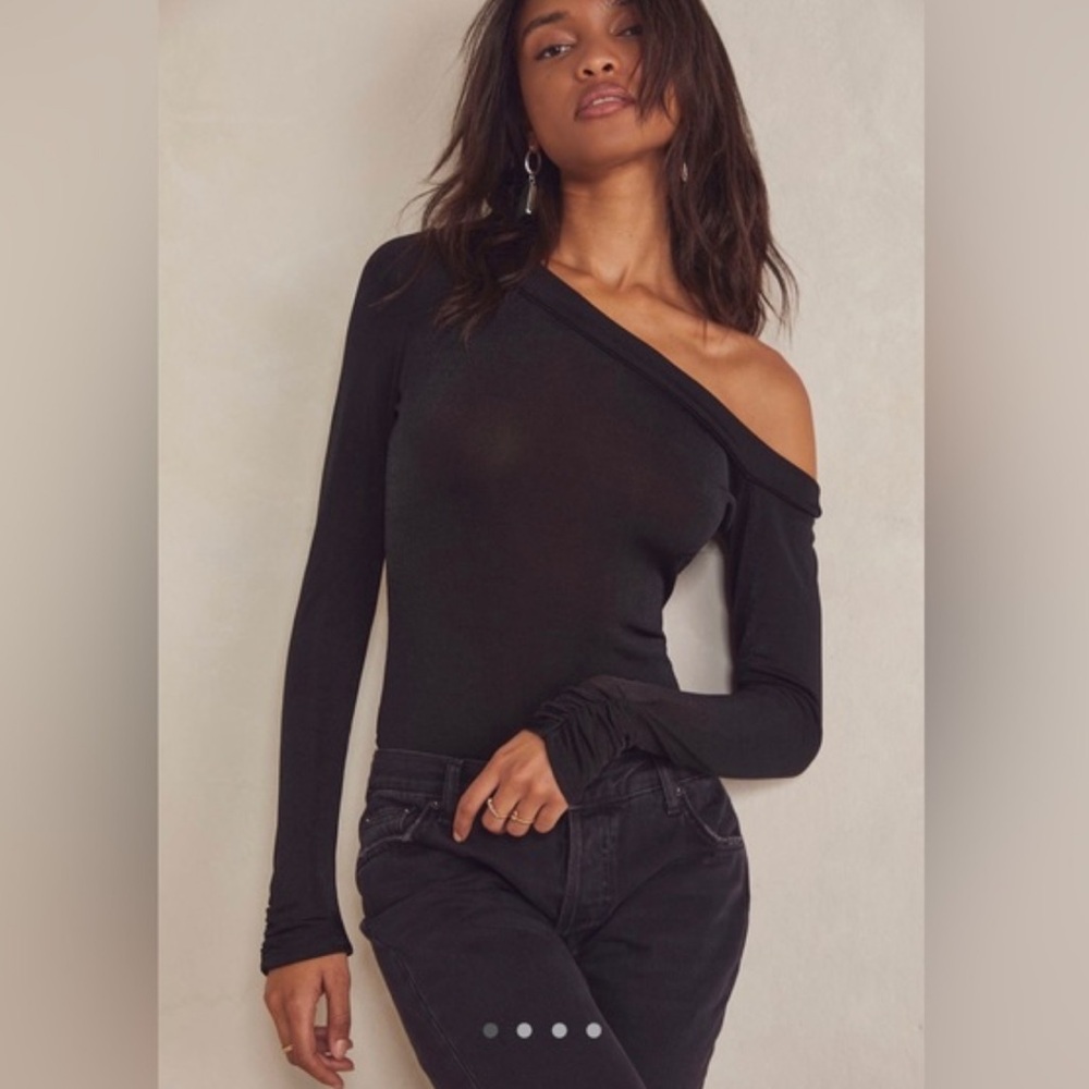 Free People Black Asymmetrical Bodysuit